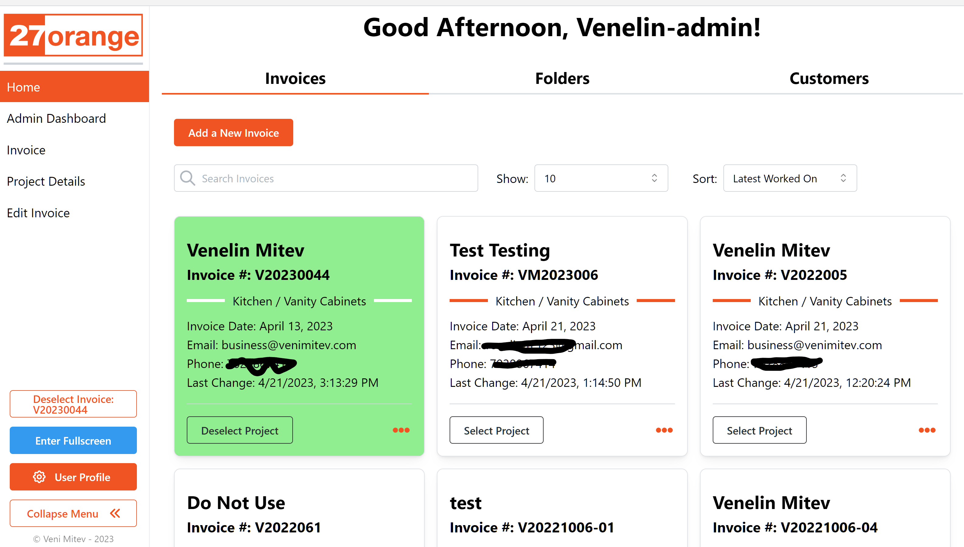 Invoice Management System for 27estore.com